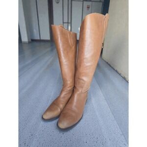 Sam Edelman Penny Tan Leather Equestrian Riding Knee High Boots Sz 7.5 Back Zip